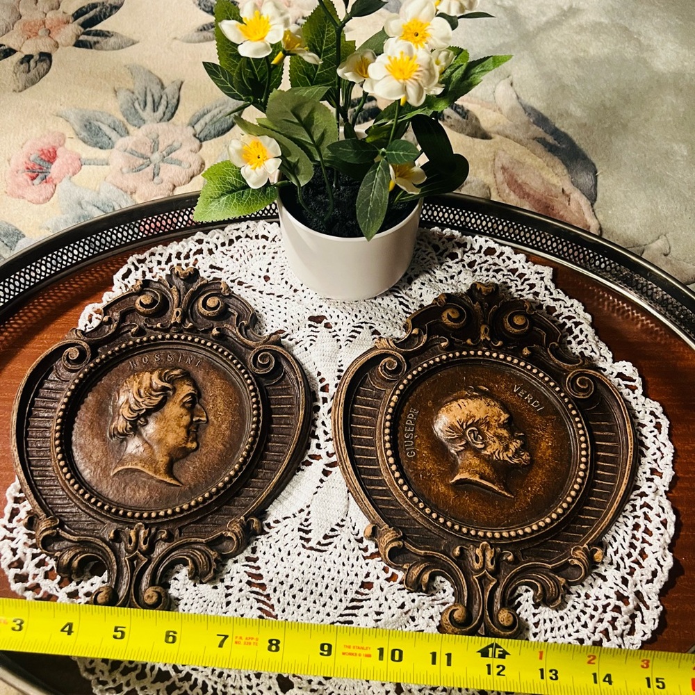 Vintage Ornate Bronze Wall Plaques